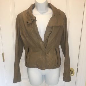 Ikks Tan Motorcycle Leather Jacket